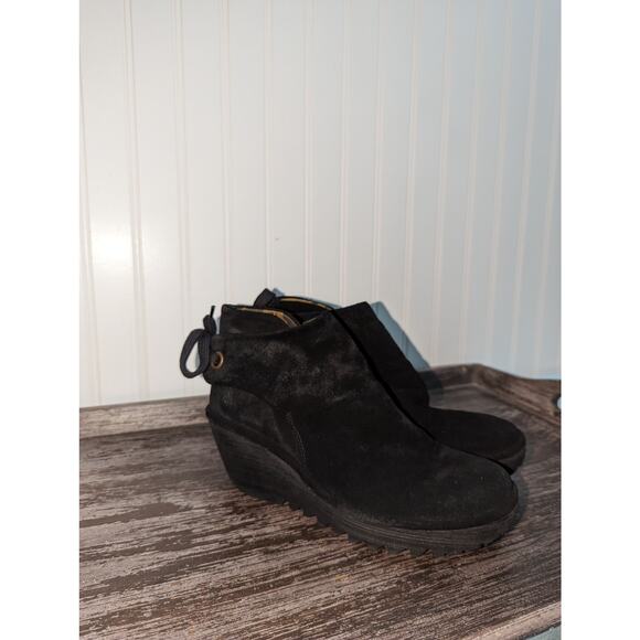 Fly London black wedge suede booties size 10 - Picture 1 of 7